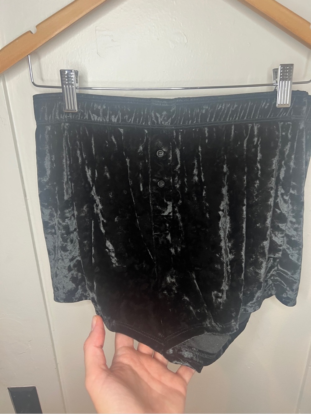 PINK Victoria's Secret Black Velvet High-Waist Shorts